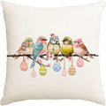 RABUSOFA Easter Pillow Covers 18x18 inch Easter Decorations Pink Birds Colorful by RABUSOFA