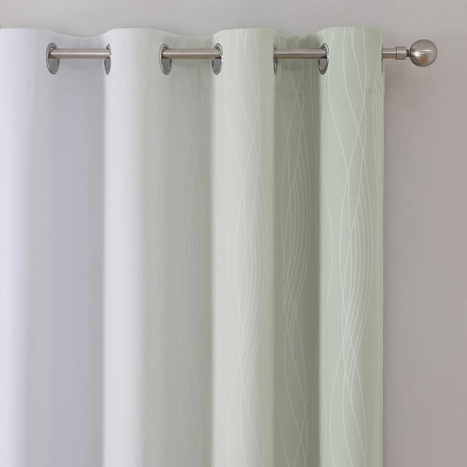 Sage Green and Greyish White Ombre Blackout Curtains - Image 4