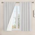 Light Grey 100% Blackout Short Linen Curtains 48 Inch Length 2 Panels | Thermal by LAMIT