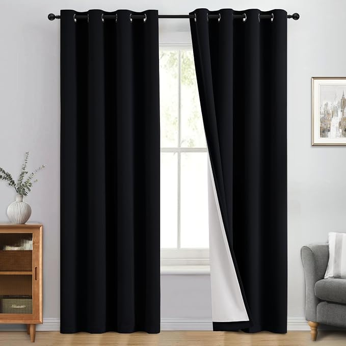 Yakamok Black 100% Blackout Curtains 84 Inches Long by Yakamok