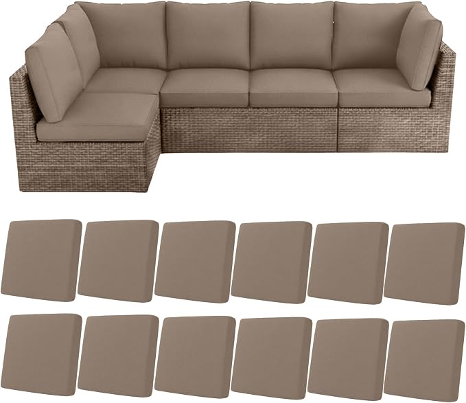 HEBE Stretch Patio Cushion Covers Set 12pcs, Waterproof Outdoor Couch Covers by HEBE