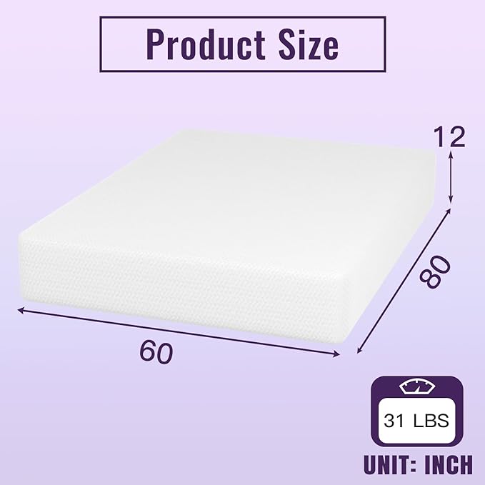 PayLessHere 12 Inch Bamboo Charcoal Cooling Gel Memory Foam Mattress in a Box/Medium-Firm Mattress/Fiberglass Free/Pressure Relief & Temperature Regulation/CertiPUR-US Certified,White Queen
