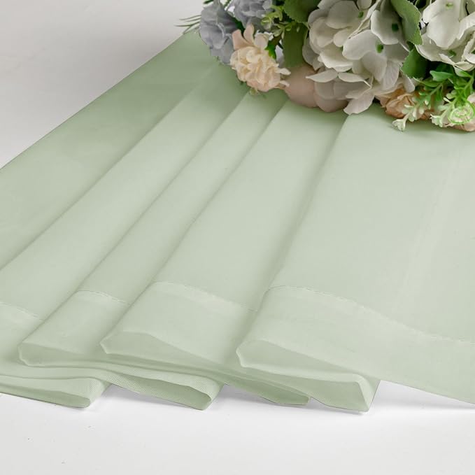 Light Green Sheer Curtains 90 Inches Long 2 Panels, Modern Light Filtering - Image 6