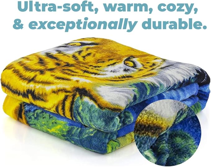 Dawhud Direct Moonlight Tiger Fleece Blanket for Bed 50x60 Inches Tiger Fleece Throw Blanket for Women, Men and Kids Super Soft Plush Tiger Blanket Throw Fleece Blanket Animal Blanket - Queen Size