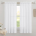 RYB HOME White Sheer Curtains, Extra 66 inches Widith Rod Pocket Light Filtering Breathable Semi Sheer Curtains for Living Room, W 66 x L 63 inches, 2 Panels Set