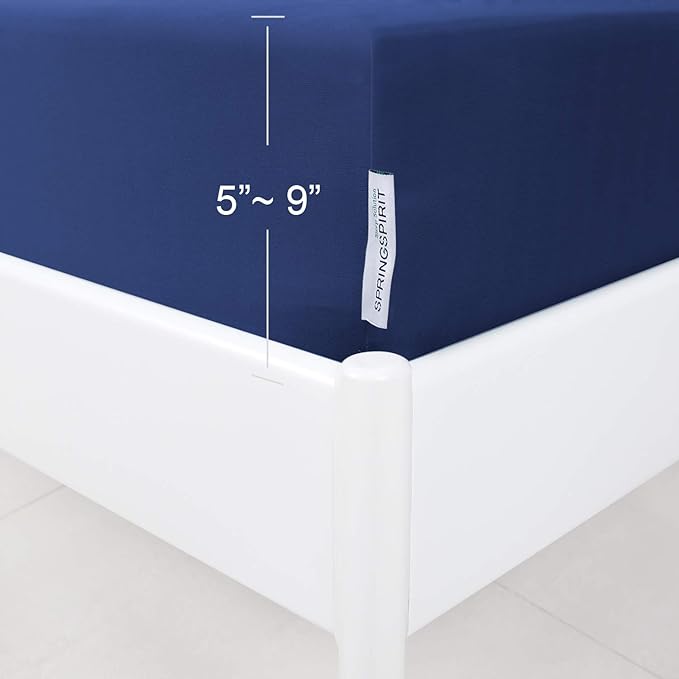 Queen Size Box Spring Cover with Smooth and Elastic Woven Material, Alternates for Bed Skirt, Wrinkle & Fading Resistant, Washable, Dustproof, Navy