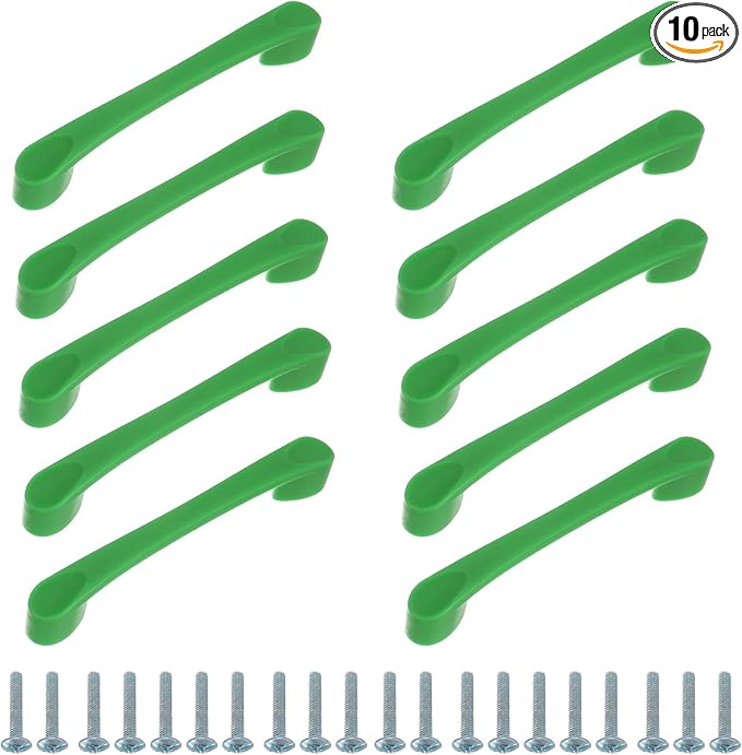 uxcell 10 Pack Plastic Cartoon Drawer Pulls, 5" ABS Closet Wardrobe Door Handle Furniture Accessory for Home Kitchen Cupboard, Green
