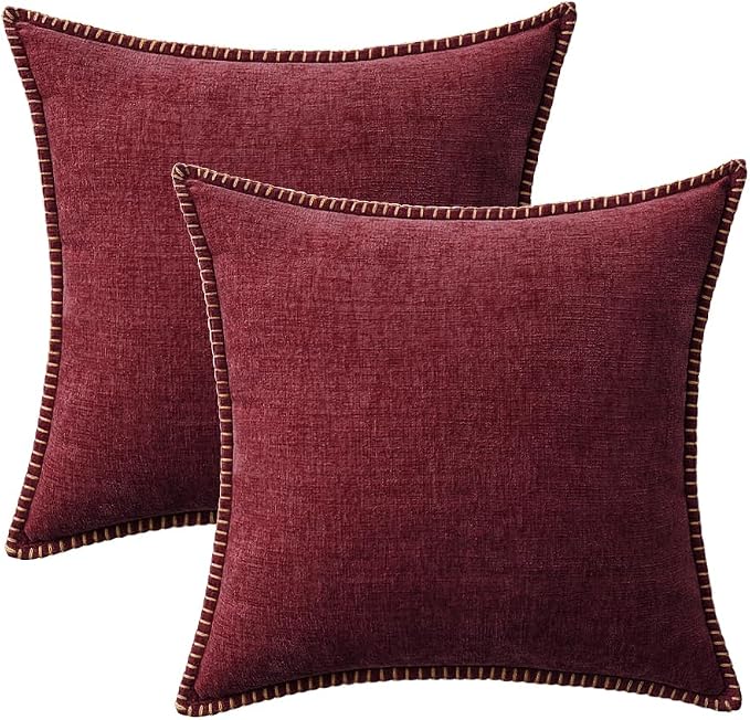 MIULEE Decorative Couch Throw Pillow Covers 16x16 Inch Burgundy Red 2 Pack | - Image 9