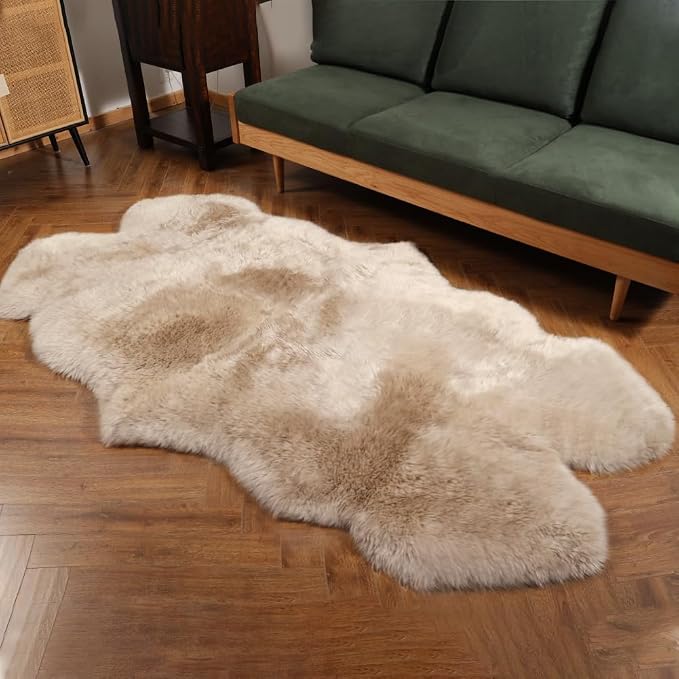 IRIWOOL Premium Genuine Fur Sheepskin Rug Real Australia Sheepskin Natural by IRIWOOL