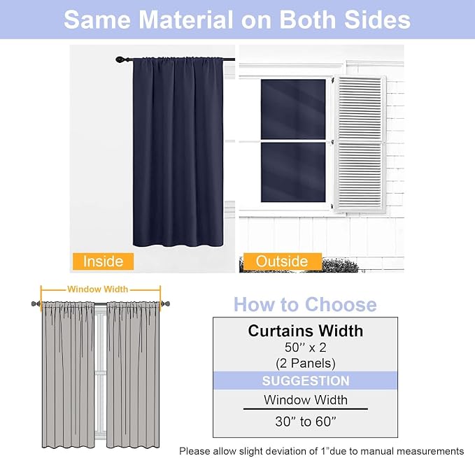 Simplebrand Navy Blue Blackout Curtains - Image 9