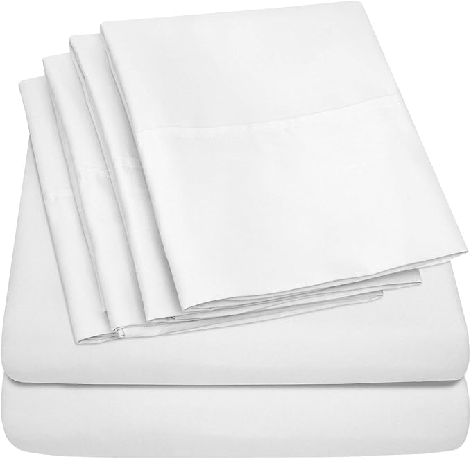 King Size Bed Sheets - 6 Piece 1500 Supreme Collection Fine Brushed Microfiber Deep Pocket King Sheet Set Bedding - 2 Extra Pillow Cases, Great Value, King, White