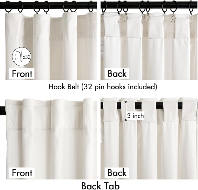 MIULEE Velvet Curtains 50W x 84L 2 Panels Ivory Blackout Curtains | Luxury - Image 3