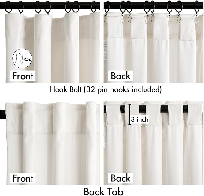 MIULEE Velvet Curtains 50W x 120L 2 Panels Ivory Blackout Curtains | Luxury - Image 3