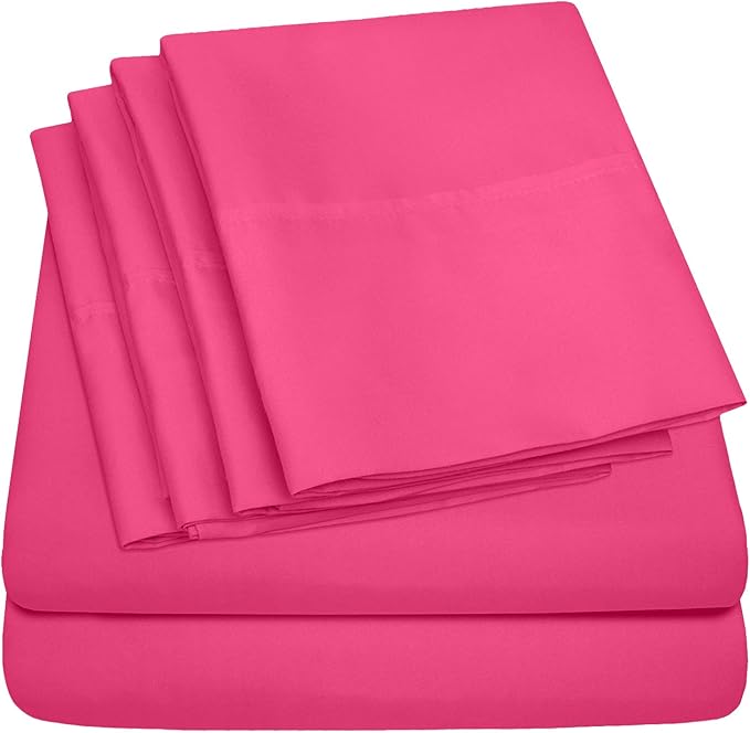 Twin XL Size Bed Sheets - 4 Piece 1500 Supreme Collection Fine Brushed Microfiber Deep Pocket Twin X-Large Sheet Set Bedding - 1 EXTRA PILLOW CASES, GREAT VALUE, Twin XL, Fuschia