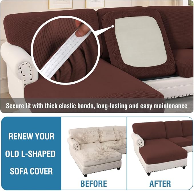 H.VERSAILTEX Sectional Couch Covers 4 Pieces Sofa Seat Cushion Covers L Shape - Image 6