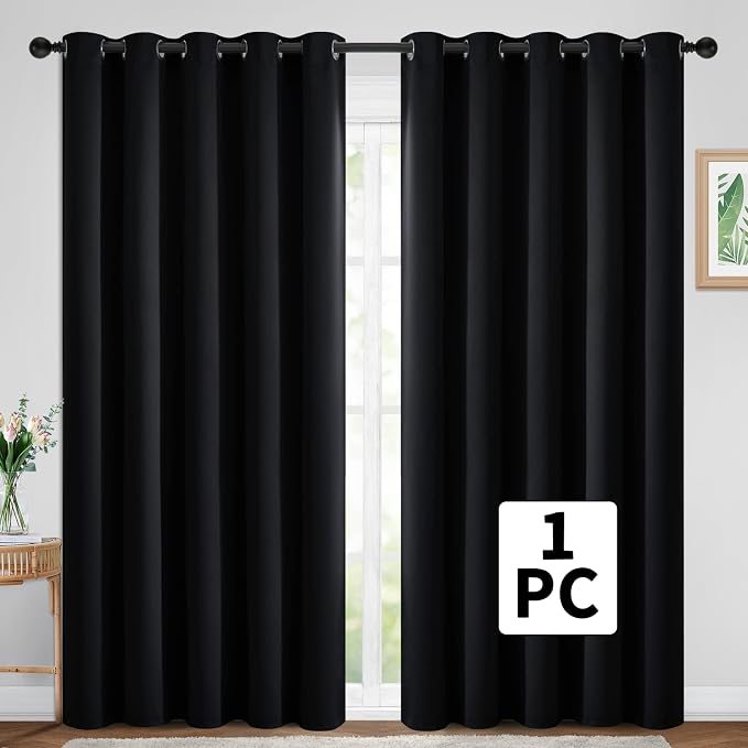 Yakamok Black Room Darkening Curtains 84 inch Sliding Door Drapes | 1 - Image 2