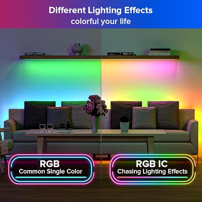 SEZO WS2812B LED Strip Light 3.3FT 100LEDs DC5V Individual Addressable LED Strip SMD5050 RGB 100Pixel Dream Color Programmable LED Light Strip Flexible IP30 Non-Waterproof Black PCB
