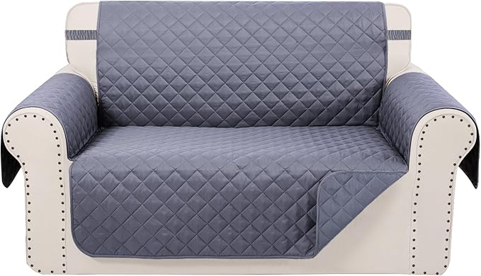 Reversible Loveseat Couch Sofa Covers, Dark Grey | Loveseat Covers by LuxshareHome