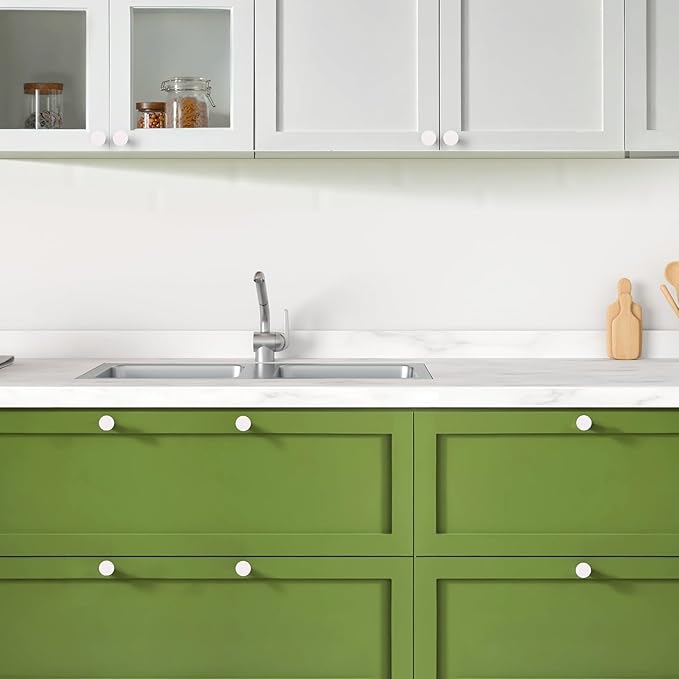 Ravinte 25 Pack Cabinet Knobs White Kitchen Cabinet Knobs Round Dresser Drawer Pulls Closet Door Pulls 1-1/5 Inch