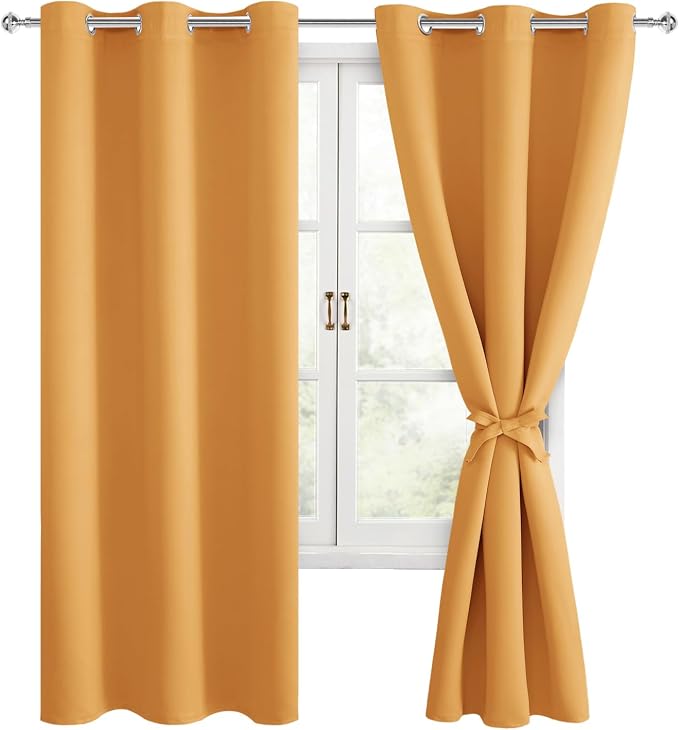 Room Darkening Curtains for Bedroom, Pumpkin Orange, 42 x 72 Inch | Noise - Image 7