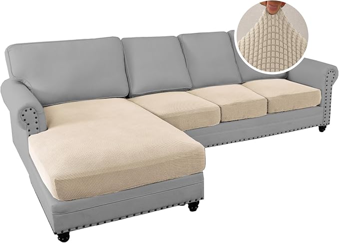 H.VERSAILTEX Sectional Couch Covers 4 Pieces Sofa Seat Cushion Covers L Shape - Image 2