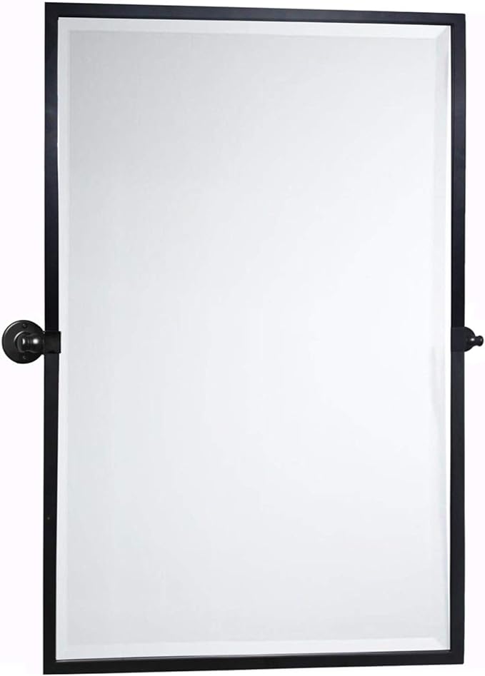 TEHOME 28.5 x 36'' Black Metal Framed Pivot Rectangle Bathroom Mirror Tilting Beveled Vanity Mirrors for Wall…