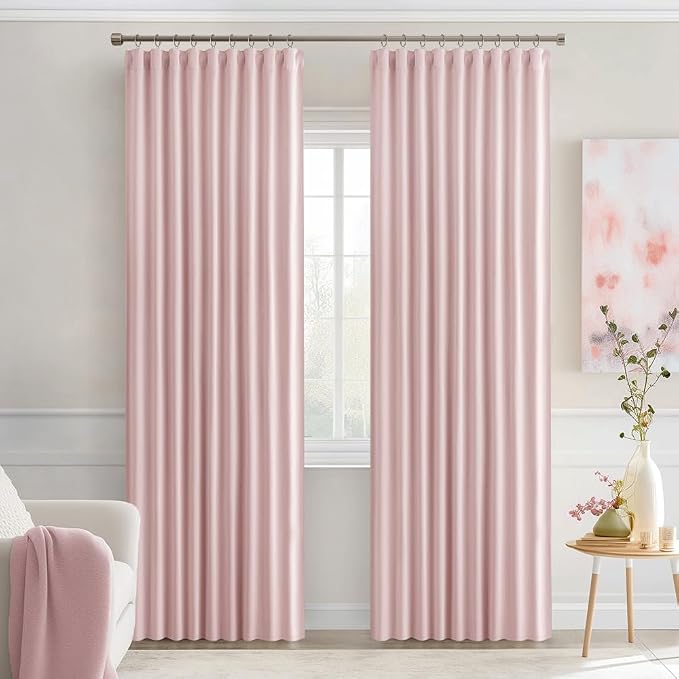 MIULEE Light Pink Back Tab Blackout Curtains 52x84 Inch Length 2 Panels Set | - Image 9