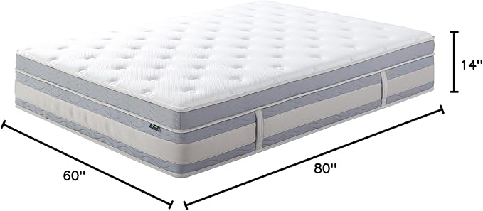 ZINUS 14 Inch Cooling Comfort Support Hybrid Mattress [New Version], Queen, Fiberglass Free, Medium Plush, Cooling Motion Isolation, Certified Safe Foams & Fabric, Mattress in A Box