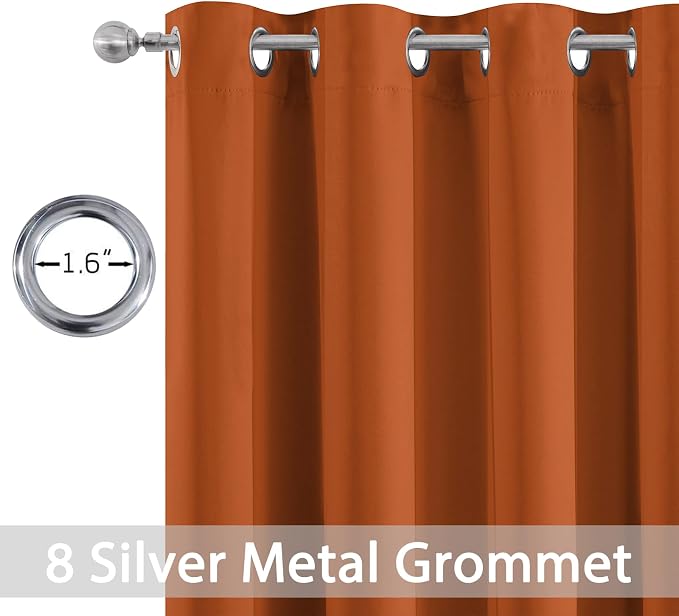 Yakamok Room Darkening Curtains 52x72 inch Length Orange-Living Room | 2 panels - Image 3