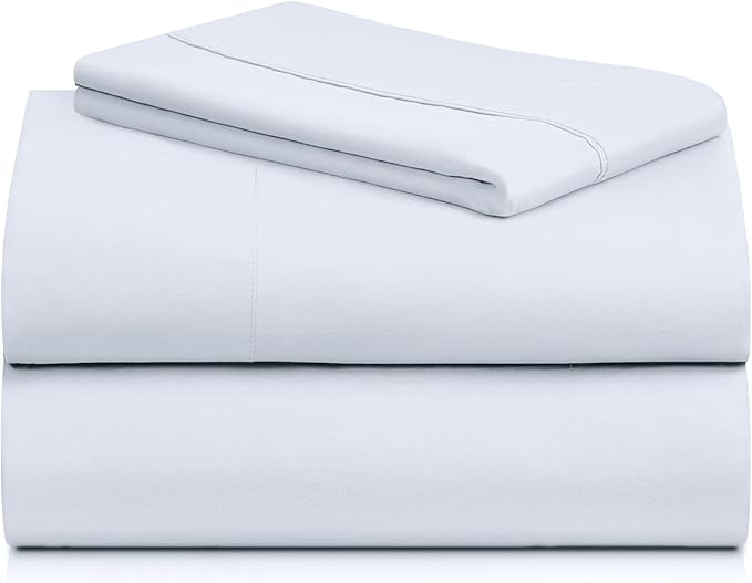 LuxClub 3 PC Sheet Set Bed Sheets Deep Pockets 16" Eco Friendly Wrinkle Free Cooling Machine Washable Hotel Bedding Silky Soft - Baby Blue Twin