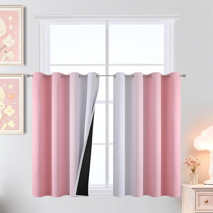 Pink and Greyish White Ombre Blackout Curtains by ESTELARTEXTILER