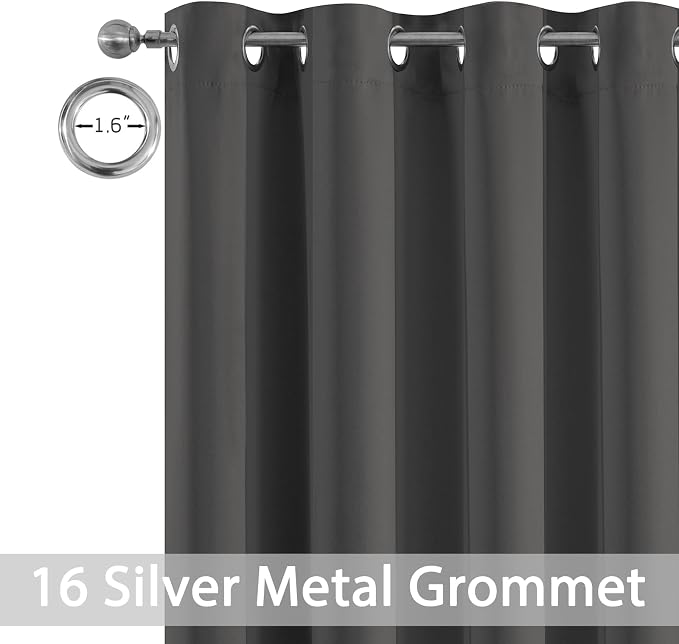 Yakamok Charcoal Grey Room Darkening Curtains 84 inch Sliding Door Drapes | 1 - Image 3
