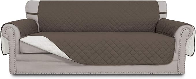 Easy-Going Reversible Couch Cover, 3 Cushion Sofa, Taupe/Ivory | Machine by Easy-Going