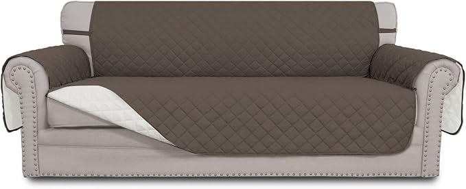 Easy-Going Reversible Couch Cover, 4 Seater Sofa, Taupe/Ivory | XX-Large Sofa by Easy-Going