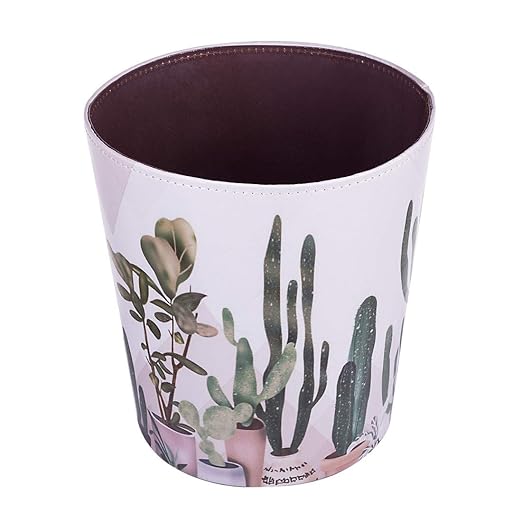 10L/2.64 Gallon PU Leather Trash Can Decorative Waterproof Wastebasket Paper Basket Garbage Bin for Home Office Bathroom