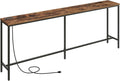 78.7" Console Table with Power Outlet, 11.8" Wide Narrow Sofa Table, Industrial Entryway Table with USB Ports, Behind Couch for Entryway, Hallway, Foyer, Living Room, Rustic Brown CTHR320E01