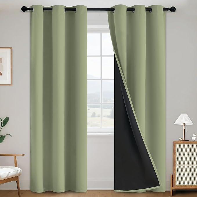 SimpleHome Sage 100% Blackout Curtains Room Darkening Living Room 84 Inch | by SimpleHome