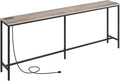 78.7" Console Table with Power Outlet, 11.8" Wide Narrow Sofa Table, Industrial Entryway Table with USB Ports, Behind Couch for Entryway, Hallway, Foyer, Living Room, Greige CTHG320E01
