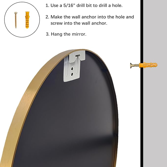 Gold Circle Mirror, Round Mirror 22 inch, Gold Wall Mirrors Metal Frame, Circle Mirrors for Bathroom, Bedroom, Living Room, Entryway.