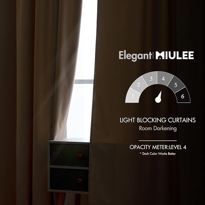 MIULEE Velvet Curtains 52x84 inches 2 Panels Camel Beige Blackout Curtains | - Image 5