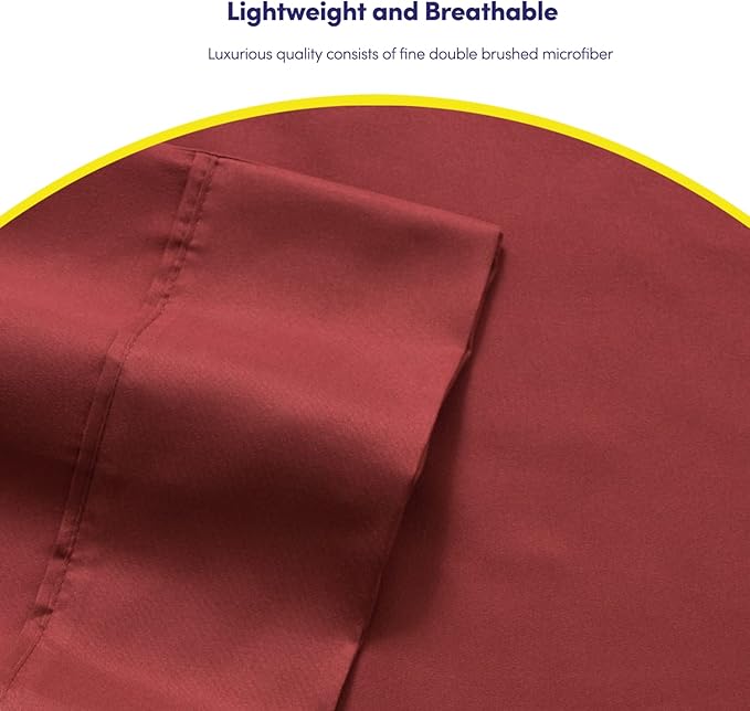 Cal King Size Bed Sheets - 6 Piece 1500 Supreme Collection Fine Brushed Microfiber Deep Pocket California King Sheet Set Bedding - 2 Extra Pillow Cases, Great Value, California King, Burgundy