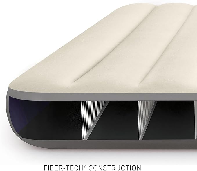 Intex Dura-Beam Standard Air Mattress, Queen, Fiber-Tech | 10in Height | 600lb Capacity | Pump Sold Separately | Pack of 3