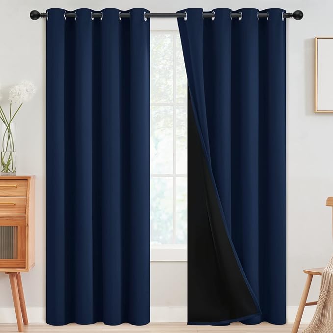 SimpleHome Navy Blue 100% Blackout Curtains Room Darkening Living Room 84 | by SimpleHome