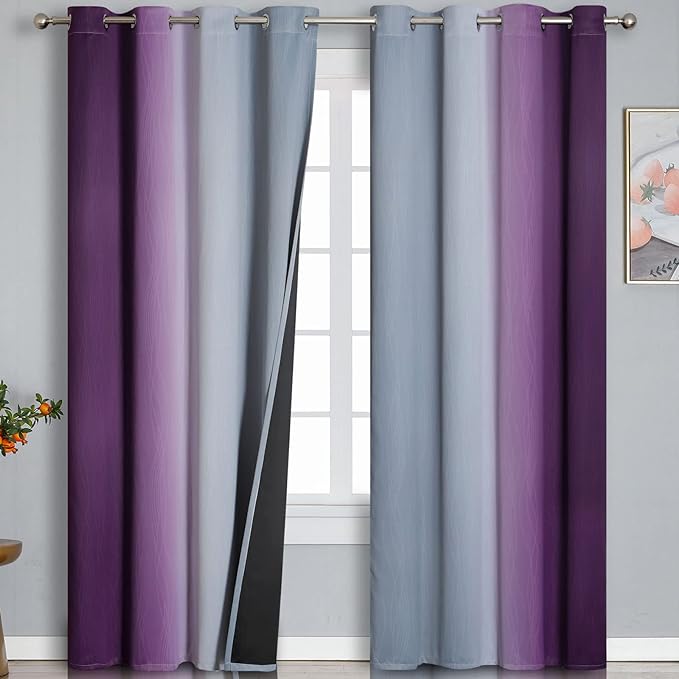 Purple and Grey Ombre Blackout Curtains by ESTELARTEXTILER