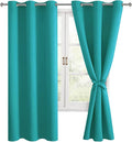 Blackout Curtains for Bedroom, Peacock Teal, 38 x 63 Inch, 2 Panels | Thermal by Hiasan
