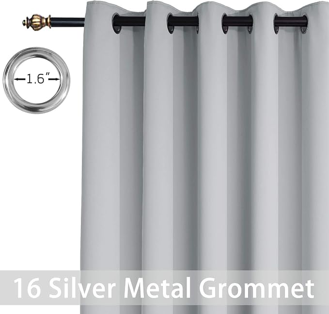 Yakamok Light Grey Room Darkening Curtains 96 inch Sliding Door Drapes | 1 - Image 4