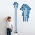 Personalized Growth Chart for Wall, Wooden Height Chart for Kids, Cute Height Measurement for Child/Girls/Boys, Baby and Toddler's Playroom/Kid's Room/Nursery Decor, Dolphin