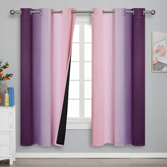 Pink and Purple Ombre Blackout Curtains by ESTELARTEXTILER