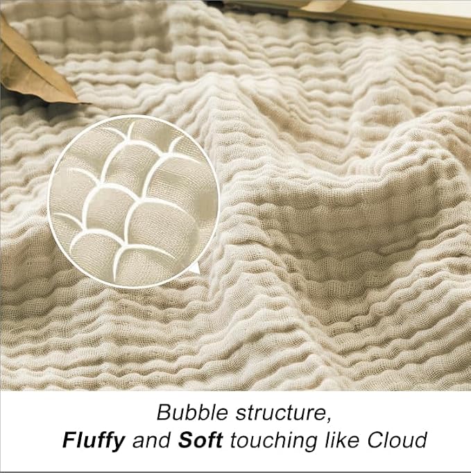 EMME Muslin Blankets for Adults Throw Blanket for Couch Breathable Gauze Soft - Image 5