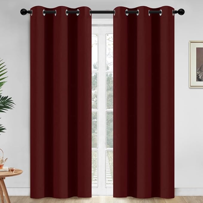 Yakamok Room Darkening Curtains 42x84 inch Length Burgundy Red-Living Room | 2 by Yakamok